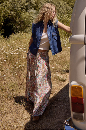 Long skirt, cashmere print
