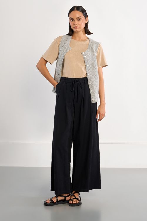 Wide-leg pants, high waist