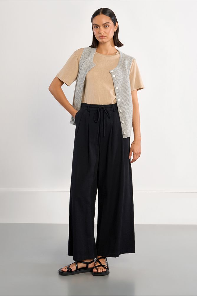 Pantalon large, taille haute