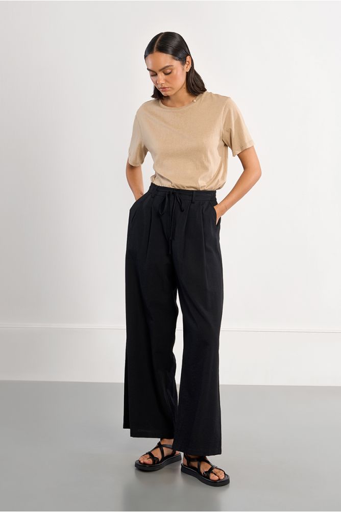 Pantalon large, taille haute