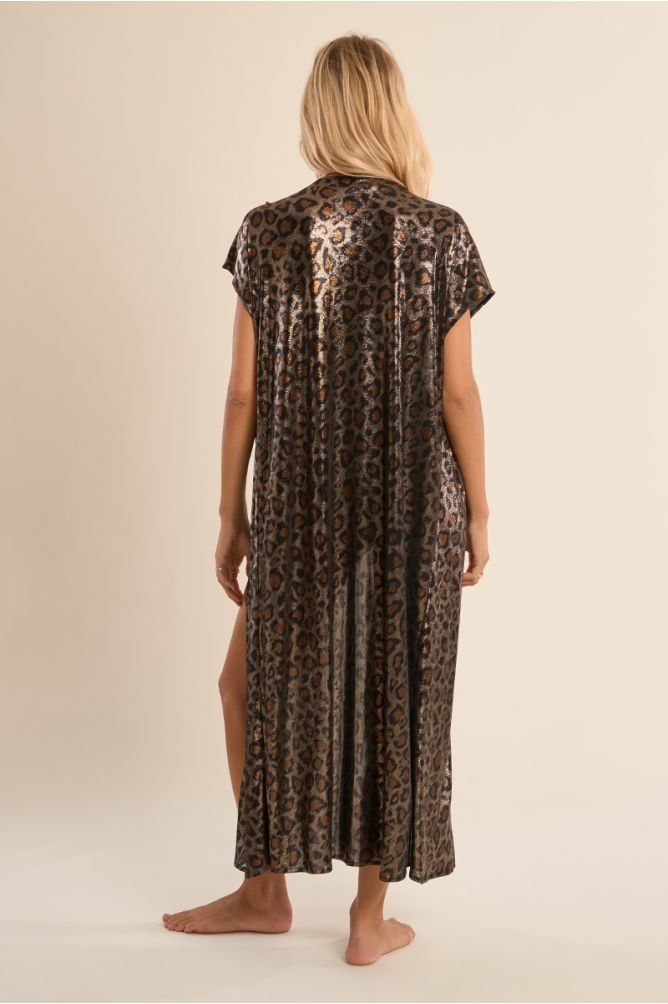 Gilet de plage long, imprimé léopard