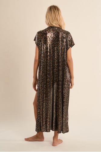 Gilet de plage long, imprimé léopard