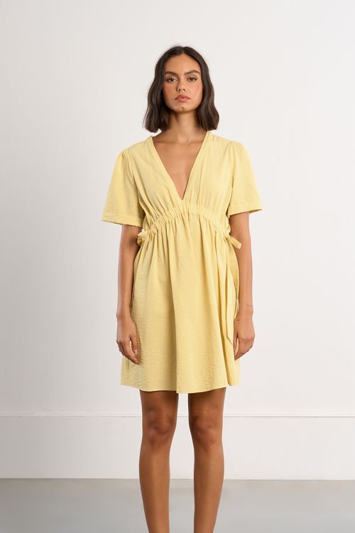 Mini dress with drawstrings