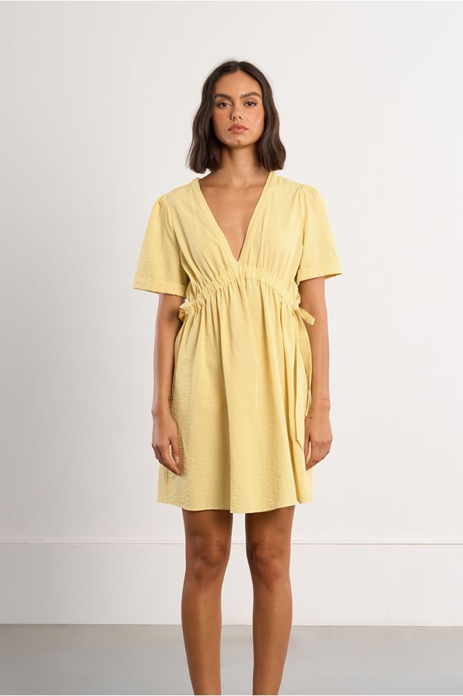 Mini dress with drawstrings