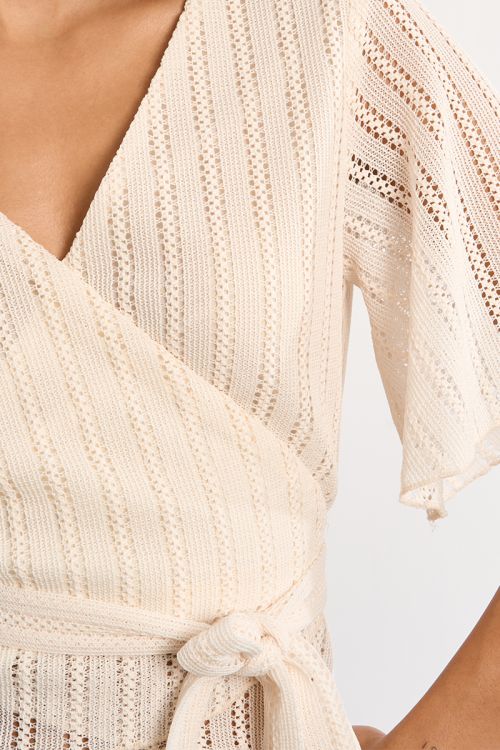 Openwork wrap top