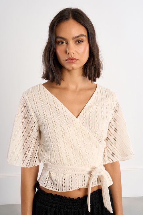 Openwork wrap top