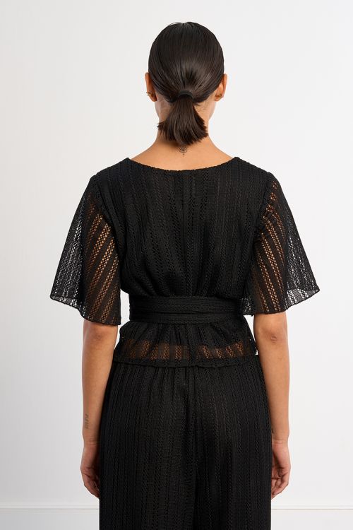 Openwork wrap top