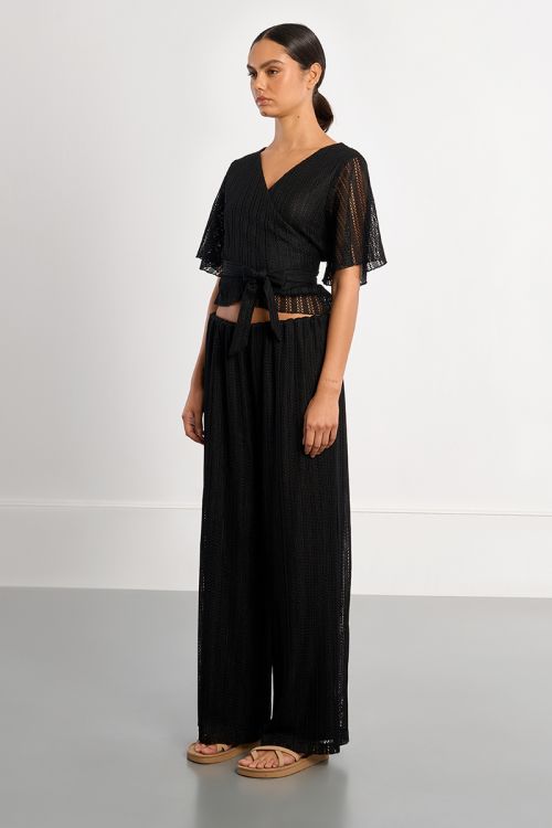 Openwork wrap top