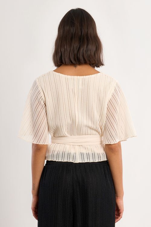 Openwork wrap top