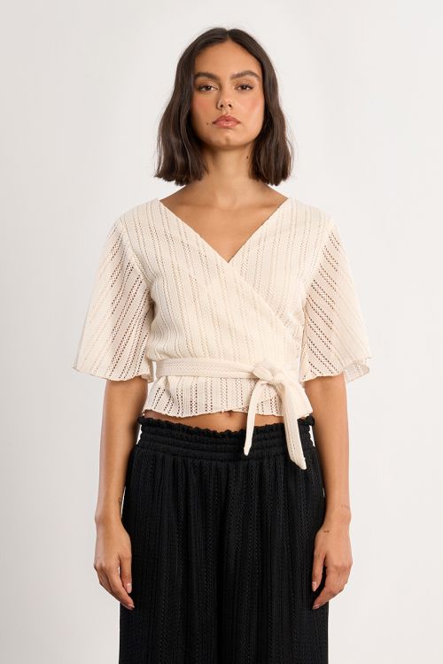 Openwork wrap top