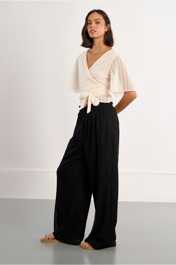 Pantalon large ajouré