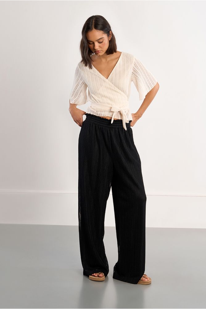 Pantalon large ajouré