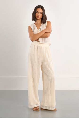 Pantalon large ajouré