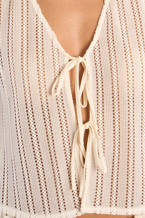 Cropped top in openwork knit