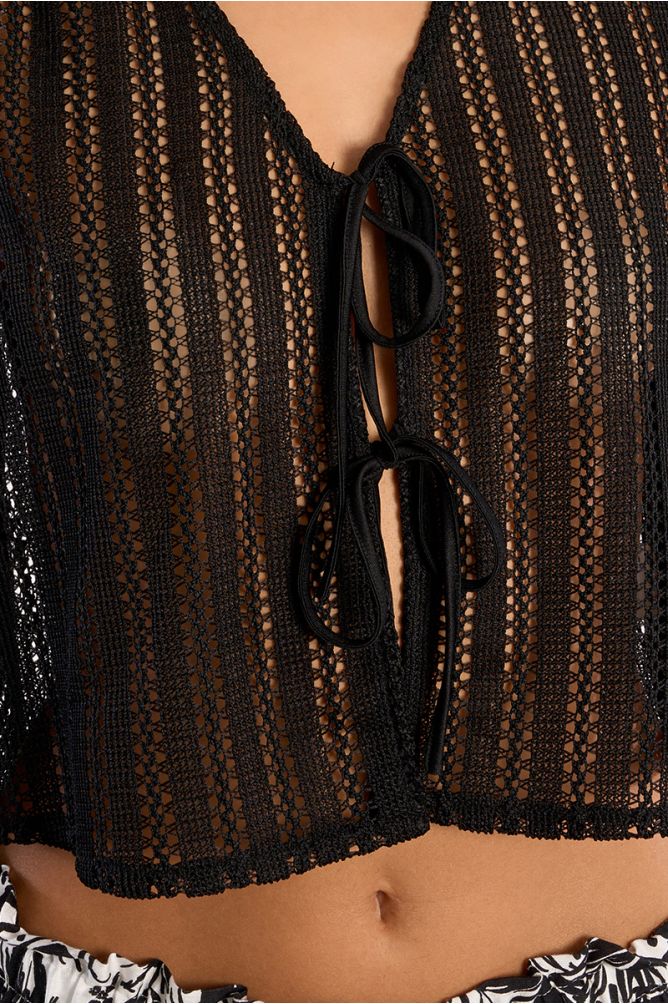 Cropped top in openwork knit