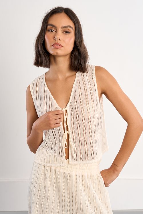 Cropped top in openwork knit