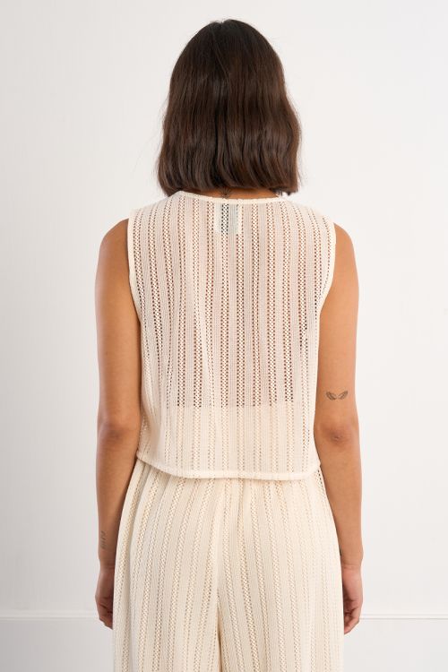 Cropped top in openwork knit