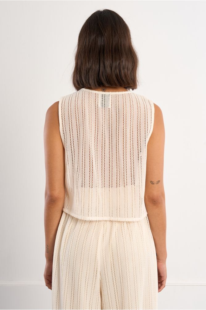 Top court en maille ajourée