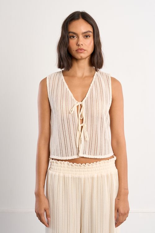 Cropped top in openwork knit