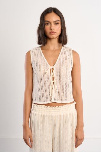 Top court en maille ajourée