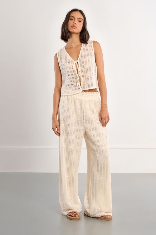 Cropped top in openwork knit