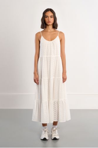 Robe maxi coton, en broderie anglaise