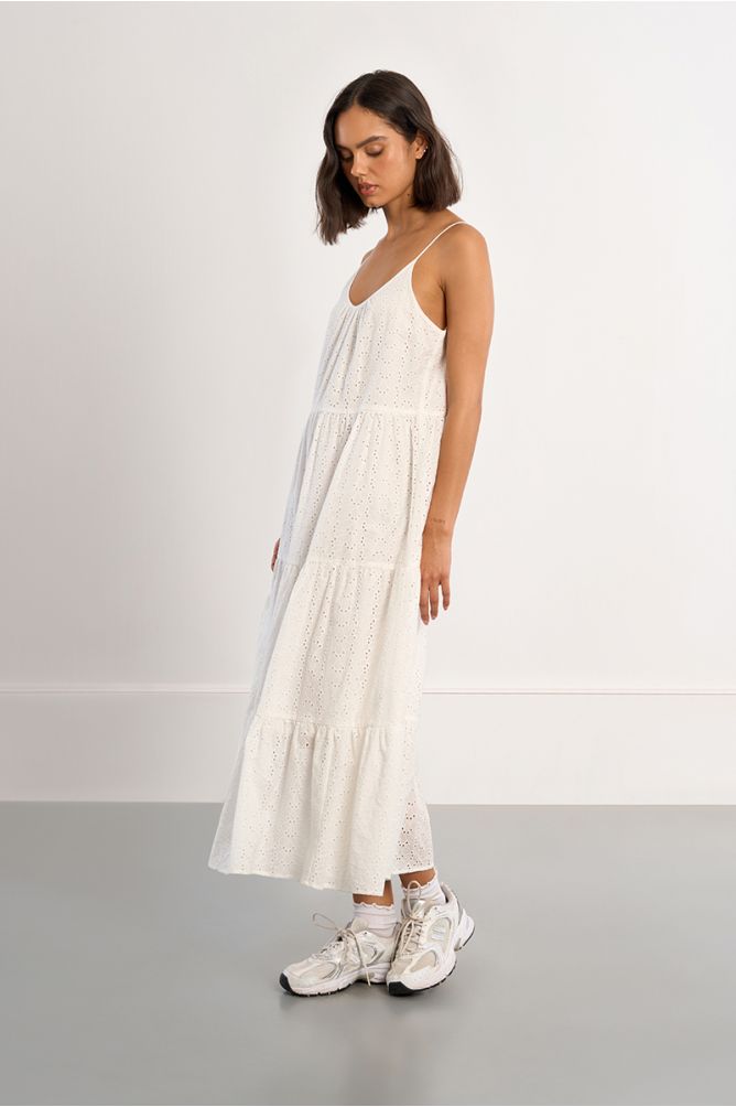 Robe maxi coton, en broderie anglaise