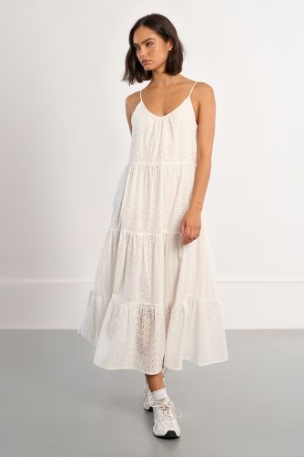 Cotton maxi dress, in broderie anglaise