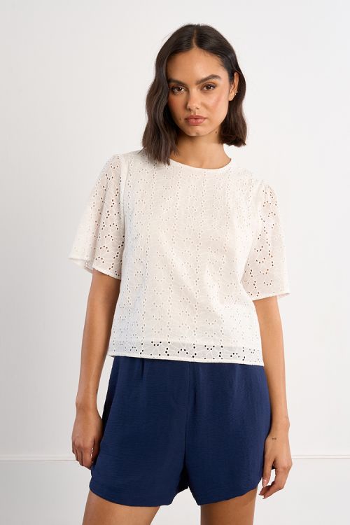 Top coton, en broderie anglaise