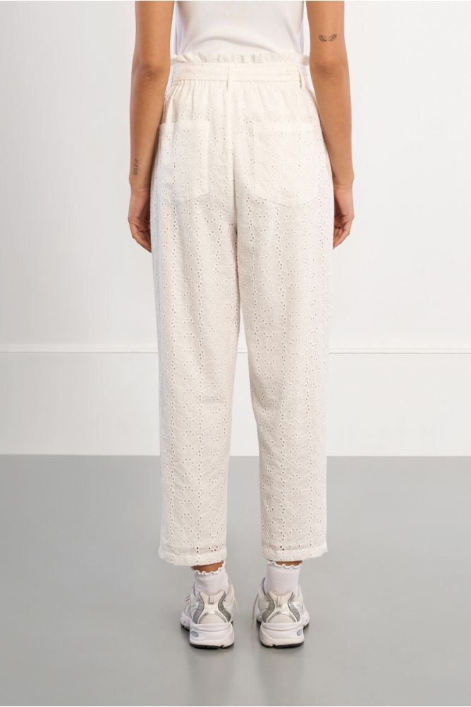 Pantalon coton, en broderie anglaise