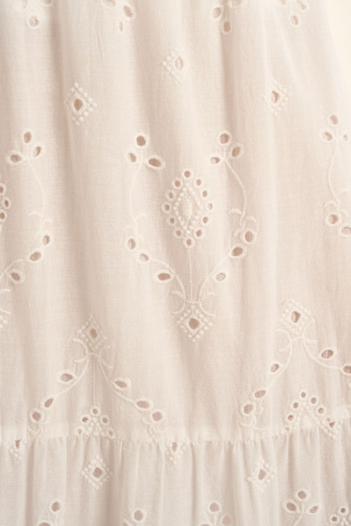 Jupe longue en coton, à broderie anglaise