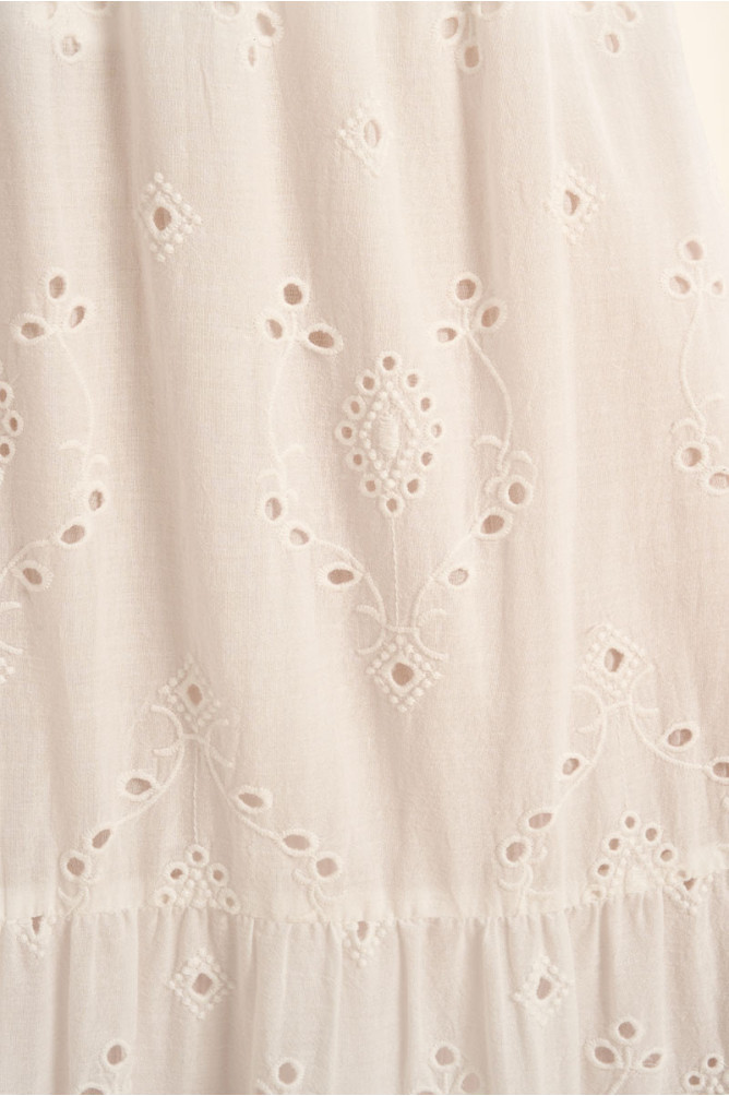 Jupe longue en coton, à broderie anglaise