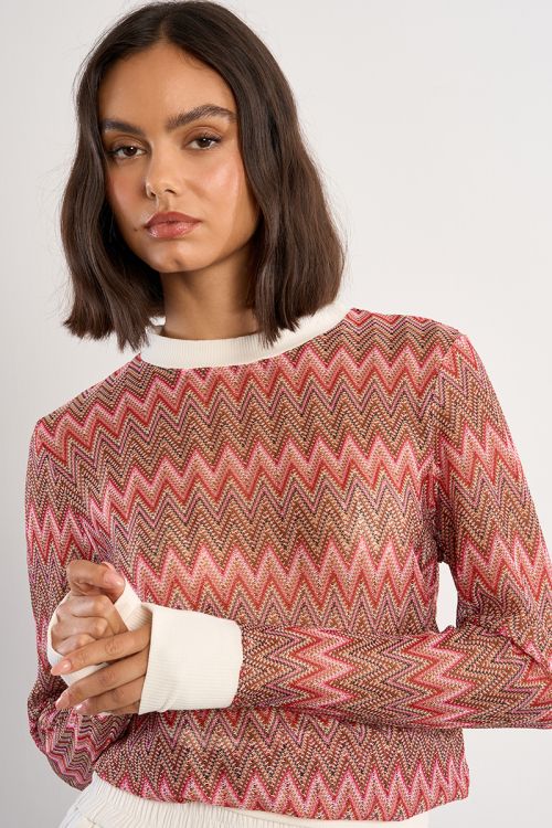 Jersey de mujer de manga larga, estampado multicolor.