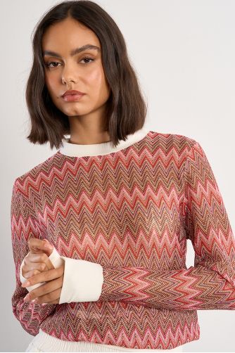 Jersey de mujer de manga larga, estampado multicolor.