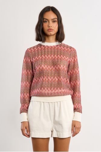 Jersey de mujer de manga larga, estampado multicolor.