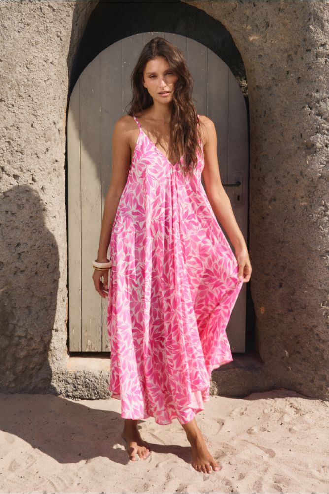 Long, flowing, printed dress