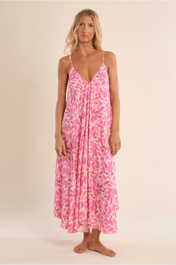 Longue robe fluide, imprimée