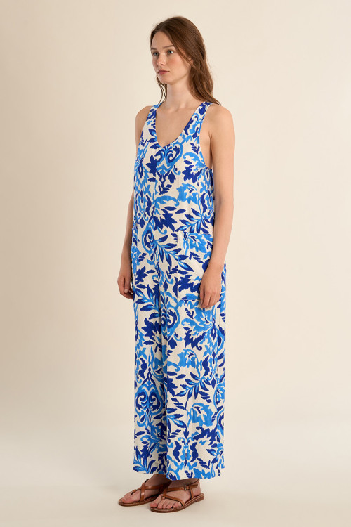Mono de mujer largo, de tirantes, con estampado.