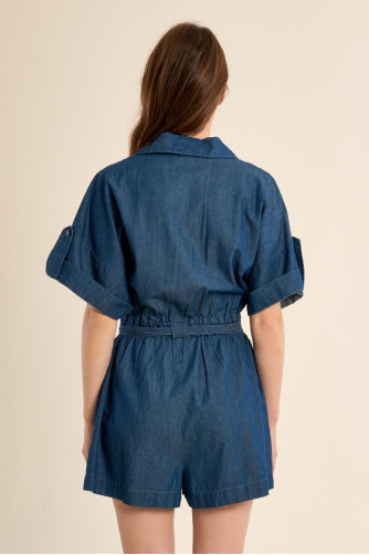 Combinaison short nouable à la taille