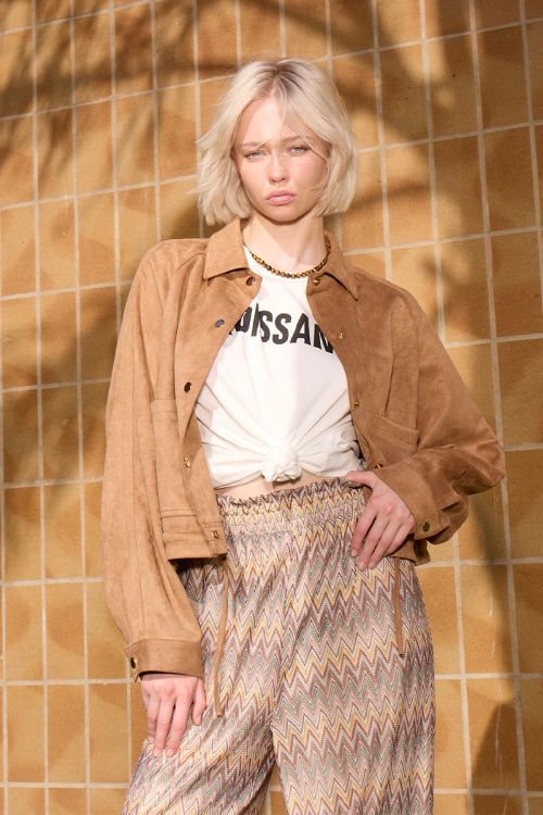 Chaqueta de mujer de manga larga, efecto ante.