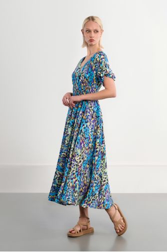 Maxi dress with ruffled mulitples
