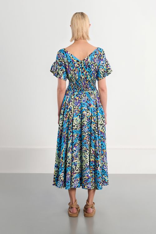 Maxi dress with ruffled mulitples