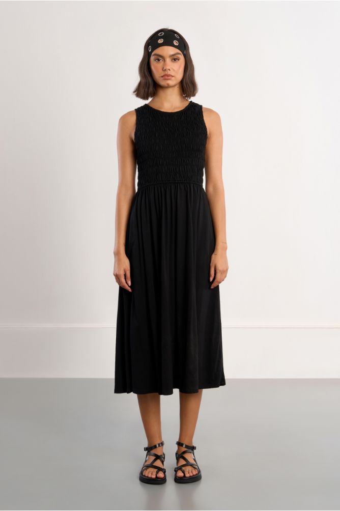 Robe smockée en coton