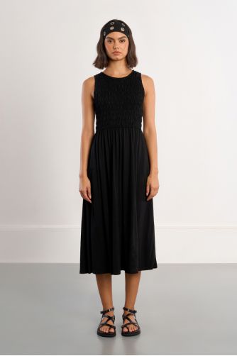 Robe smockée en coton