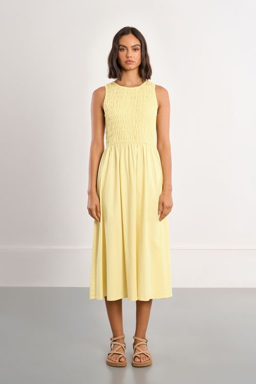 Robe smockée en coton