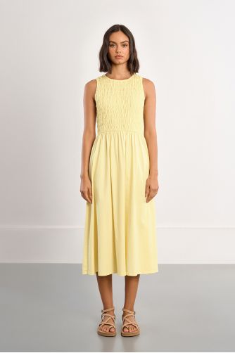 Robe smockée en coton