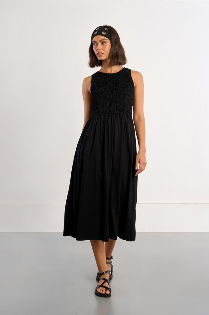 Robe smockée en coton