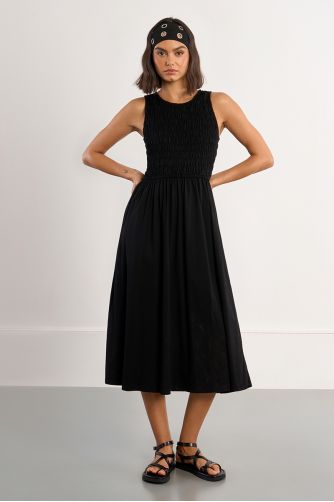 Robe smockée en coton