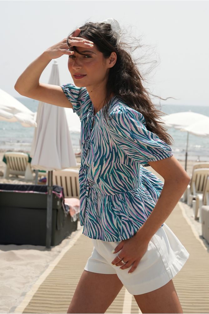 High-waisted cotton shorts