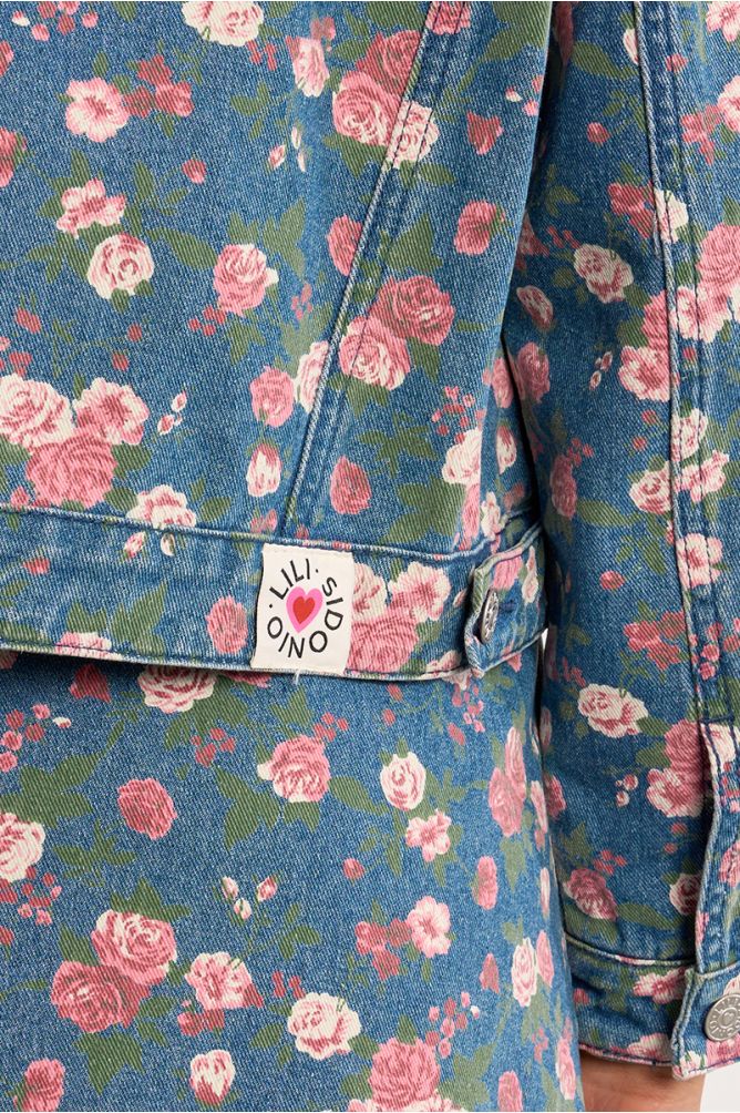 Veste denim à fleurs